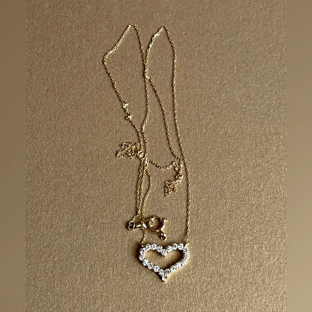 K18 yellow gold natural diamond heart necklace - Picture 12 of 12